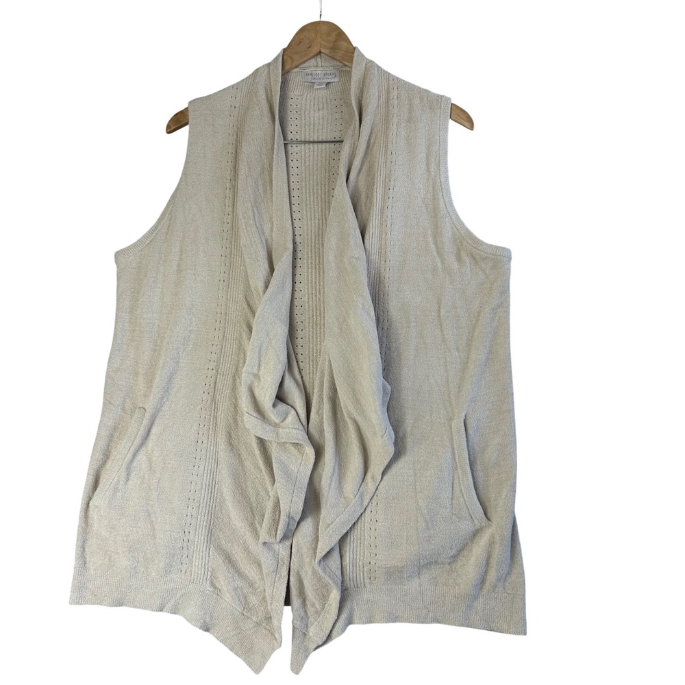Barefoot Dreams CozyChic Ultra Lite Waterfall Vest Beige XL Boho Coastal Grandma